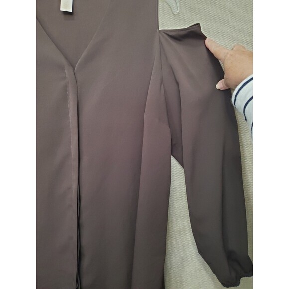Chico's Brown Woven Cold Shoulder Button-Up Blouse Size 2 Large - Picture 2 of 7